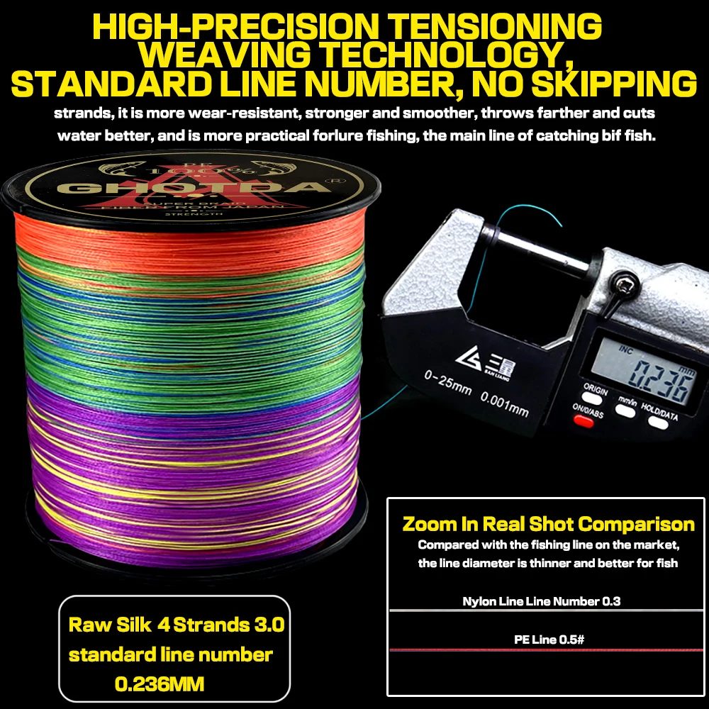 GHOTDA Bện Dây Câu Cá 300M 500 - đánh giá và giá Fishing Equipment Clearance